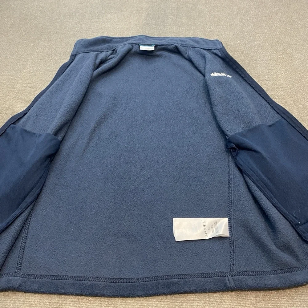 Columbia Fleece Vest Jacket Mens Small‎ Blue Sleeveless Full Zip Mock Neck